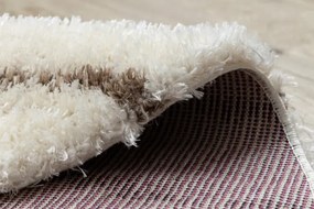 Koberec FLUFFY kruh shaggy pásky - krém / béžový