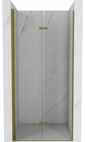 Mexen Lima, skladacie sprchové dvere do otvoru 100 x 190 cm, 6mm číre sklo, zlatý profil, 856-100-000-50-00