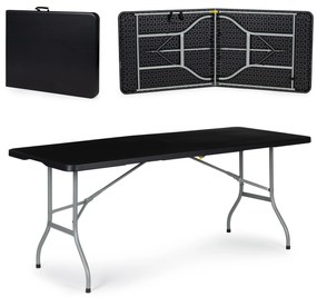 Skladací záhradný banketový stôl 180 cm - čierny