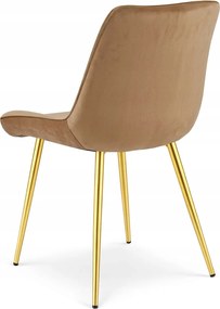 Hnedá zamatová stolička BERA so zlatými nohami