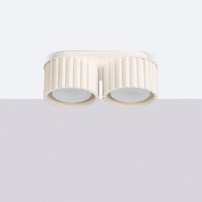 Stropné svietidlo Aura, 2x béžové hliníkové tienidlo, (6 cm)