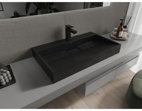 Mexen Ava, umývadlo na dosku z konglomerátu 1/O 80 x 46 cm, čierna matná, 23018071