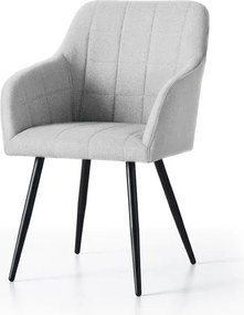 Sada štyroch jedálenských stoličiek LUXANO  Lumos zamatové, svetlosivé / čierne nohy (4 ks)