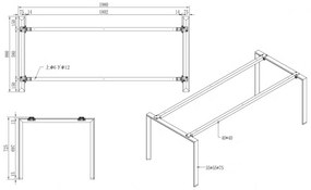 Stôl PRIMO INFINITY 2000 x 900 x 750, wenge + 2x stolná zásuvka TYP IV, čierna