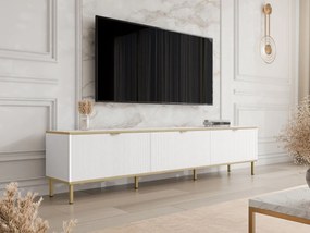 TV stolík/skrinka Tawkan 3K, Farby: biela / biela + zlatá