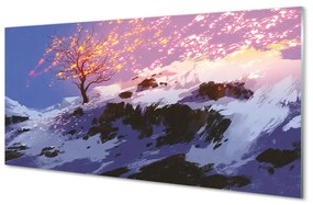 Obraz na skle Zimné strom top 100x50 cm