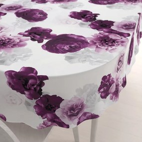Biante Dekoračný oválny obrus PM-029 Veľké fialové kvety 100x140 cm