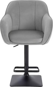 LuxuryForm DESIGN Barová stolička AVOLA VELUR na čiernej hranatej podstave - svetlo šedá