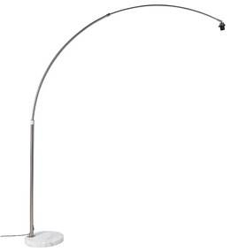 Oblúková lampa z ocele s nastaviteľnou základňou z bieleho mramoru - XXL