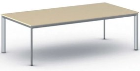Rokovací kancelársky stôl PRIMO INVITATION, 240x120 cm, sivostrieborná podnož, breza