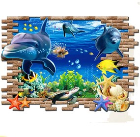 Veselá Stena Samolepka na stenu na stenu Roztomilé delfíny Veľkosť: 88 x 58 cm
