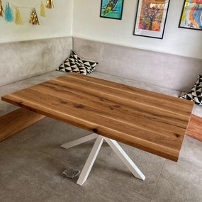 Jedálenský stôl TINA Druh dreva: Dub, Farba podnože: biela