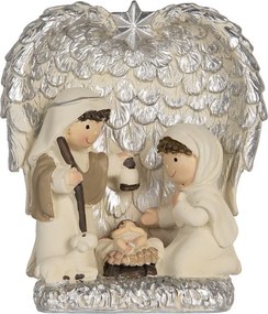 Strieborná antik vianočná dekorácia Betlehem v anjelských krídlach - 12*6*13 cm