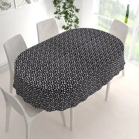 Biante Detský bavlnený oválny obrus Sandra SA-306 Biele obláčiky na čiernom 120x180 cm