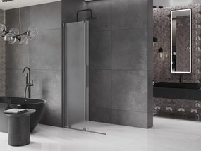 Mexen Velar, sprchová zástena s posuvnými dverami Walk-in 80 x 200 cm, 8mm sklo námraza, grafit brúsený, 871-080-000-33-66