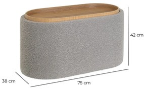 Svetlosivý taburet z textílie buklé – Casa Selección