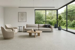 Gerflor, PVC podlaha - lino AladinTex Home 0711 Gravel, na mieru, šíře 4m, béžová, bez podkladu, obývacia izba