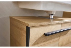 Závesná skrinka pod umývadlo v dekore duba v prírodnej farbe 53x60 cm Quickset 395 – Pelipal