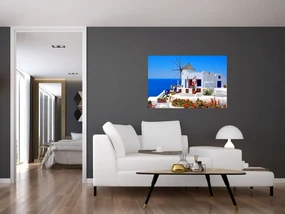 Obraz - Domček v Grécku (90x60 cm)