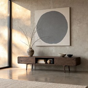 Hnedý TV stolík z dubového dreva 220x45x45 cm Fawn – Gazzda