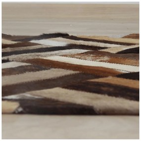 Tempo Kondela Luxusný kožený koberec, hnedá/čierna/béžová, patchwork, 120x180 , KOŽA TYP 2