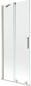 Mexen Velar, 2-krídlová posuvná vaňová zástena 80 x 150 cm, 8mm číre sklo, brúsená oceľ, 896-080-000-01-97