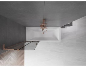 Mexen Velar L, 2-krídlová posuvná vaňová zástena 70 x 150 cm, 8mm šedé sklo, medená matná, 896-070-003-41-65