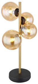 GLOBO 56135-4T RIHA stolná lampa 4xG9 V480mm čierna, mosadz, jantárová