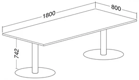 Konferenčný stôl ProOffice 80 x 180 x 74,2 cm, buk