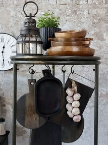 Čierny kovový regál na kolieskach s drevenými podnosmi Fil de Fer - 60*160 cm