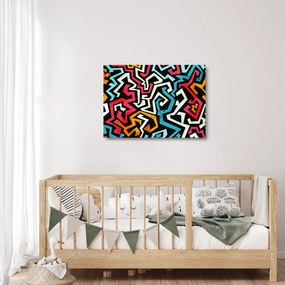 Sklenený obraz grafické abstrakcie (70x50 cm)