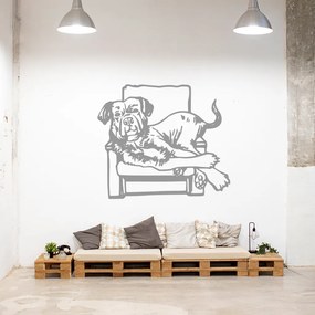 Veselá Stena Samolepka Pes na kresle Farba: šedá, Veľkosť: 80 x 71 cm