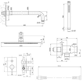 Sapho Sapho, MINIMAL podomietkový sprchový set s pákovou batériou, 2 výstupy, nerez, MI042-01