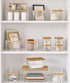 Zeller Present Sada 3ks úložných boxov BOXIFY s bambusovým madlom 34 × 18 × 12 cm