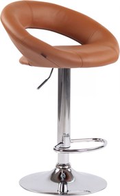 2x Barová stoličkaOlinda - koženka, chróm rám - svetlohnedá
