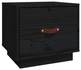 vidaXL Nočný stolík čierny 40x34x35 cm masívne borovicové drevo