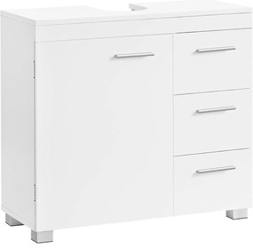 Kúpeľňová skrinka s 3 veľkými zásuvkami, 2 priehradkami, biela