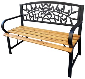 Záhradná lavička Rita (čierna + prírodné drevo). Vlastná spoľahlivá doprava až k Vám domov. 1088099