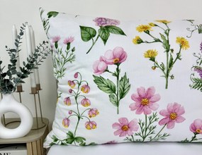 Obliečka na vankúš Ružová lúka 70x90 cm – 100 % bavlna, jemný kvetinový motív, zips