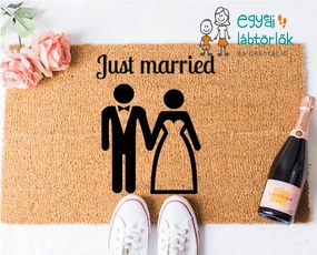 Svadobná JUST MARRIED kokosová rohožka s postavičkami (Vyberte veľkosť: 60*90 cm)