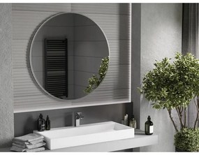 Mexen Loft, okrúhle kúpeľňové zrkadlo 100 cm, farba rámu brúsená oceľ, 9850-100-100-000-10