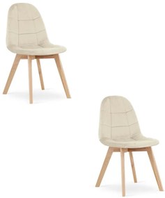 Set dvoch jedálenských stoličiek BORA zamatové béžové (2ks)