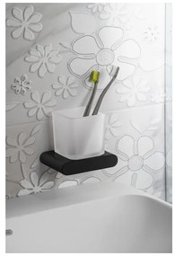 Biely nástenný sklenený téglik na zubné kefky Flori – Sapho