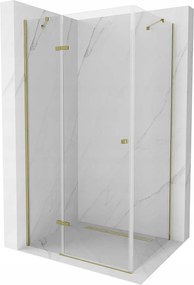 Mexen Roma, sprchovací kút 90 (dvere) x 80 (stena) cm, 6mm číre sklo, zlatý profil, 854-090-080-50-00