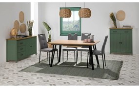 Zelená/v prírodnej farbe vysoká komoda z borovicového dreva 90x110 cm Miranda – Marckeric