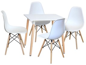 Idea Jedálenský stôl 80x80 UNO biely + 4 stoličky UNO biele