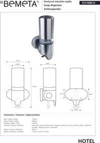 Bemeta Design Dávkovač mydla, 350 ml, nerez, mat - 151109015