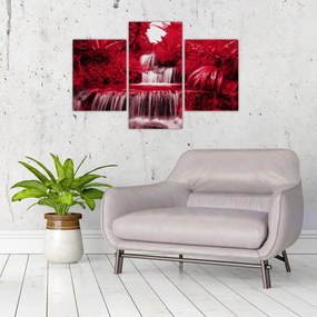 Obraz - Indonézske vodopády v červenej (90x60 cm)