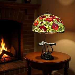 Lampa do obývačky Tiffany kovový stojan Folioles POPPY Ø50*63