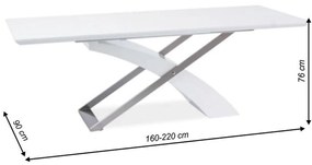 Tempo Kondela Jedálenský stôl, biela/biela extra vysoký lesk HG, KROS